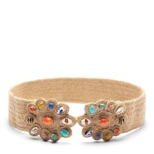 Zara | Stretch Rope Jute Belt | Multicolor Stone Buckle | NWT